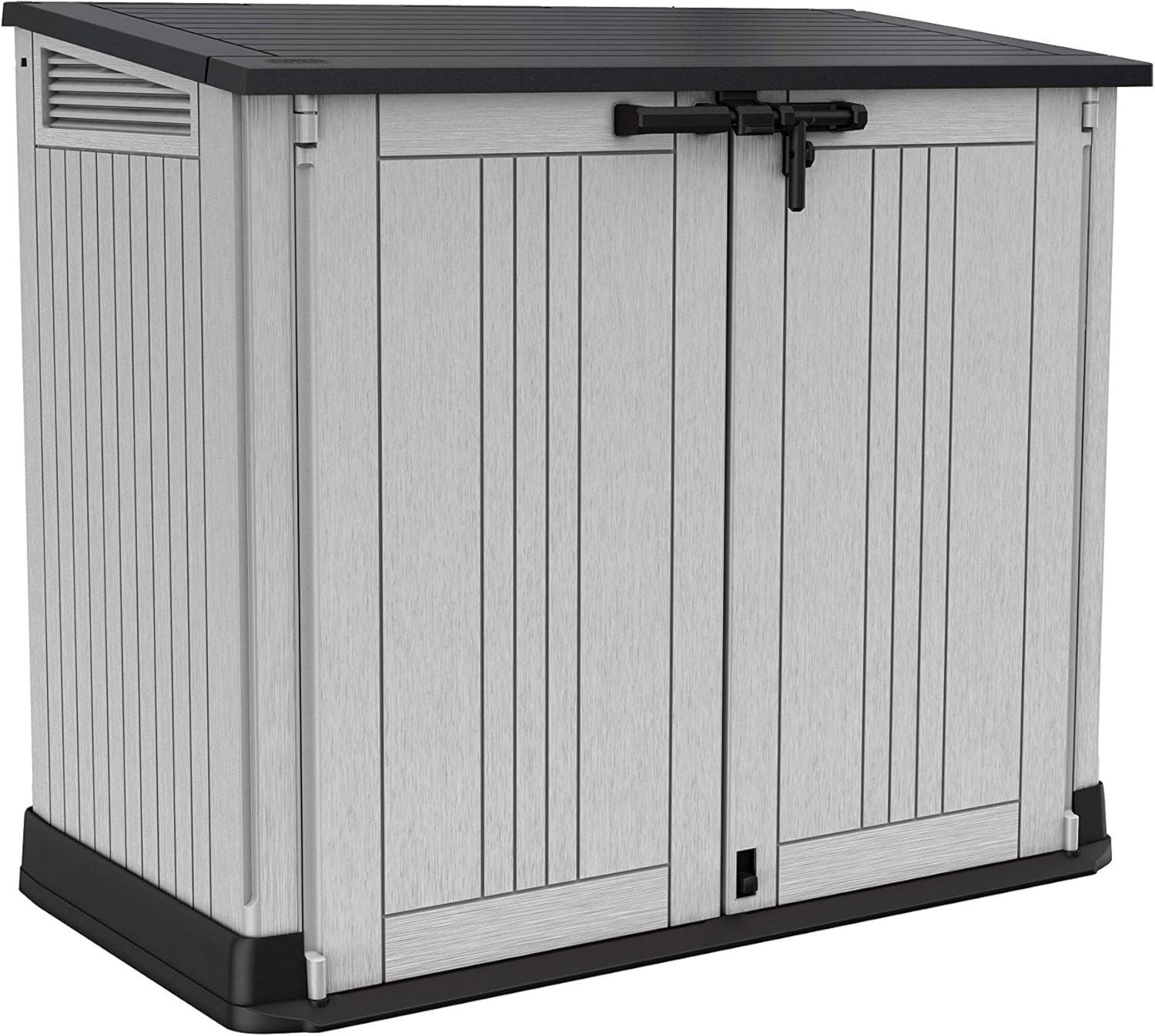 Keter Porta Attrezzi da Esterno Store It Out Nova Ideale per il Giardino Grigio Nero 132x71 5x113 5H cm 880 L