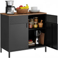 Contenitore SONGMICS Mobiletto Credenza in Metallo Doppia Anta in Acciaio 40 80 76 cm Vintage e Inchiostro LSC102B01 con Chiusura Magnetica Ripiani Regolabili Struttura x x Marrone Nero