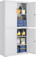 Armadietto SONGMICS Garage a 5 Ripiani con 4 Ante Armadio Ufficio 40 80 180 cm 2 Serrature Ripiani Regolabili Metallo Opaco OMC016G01 x x Grigio