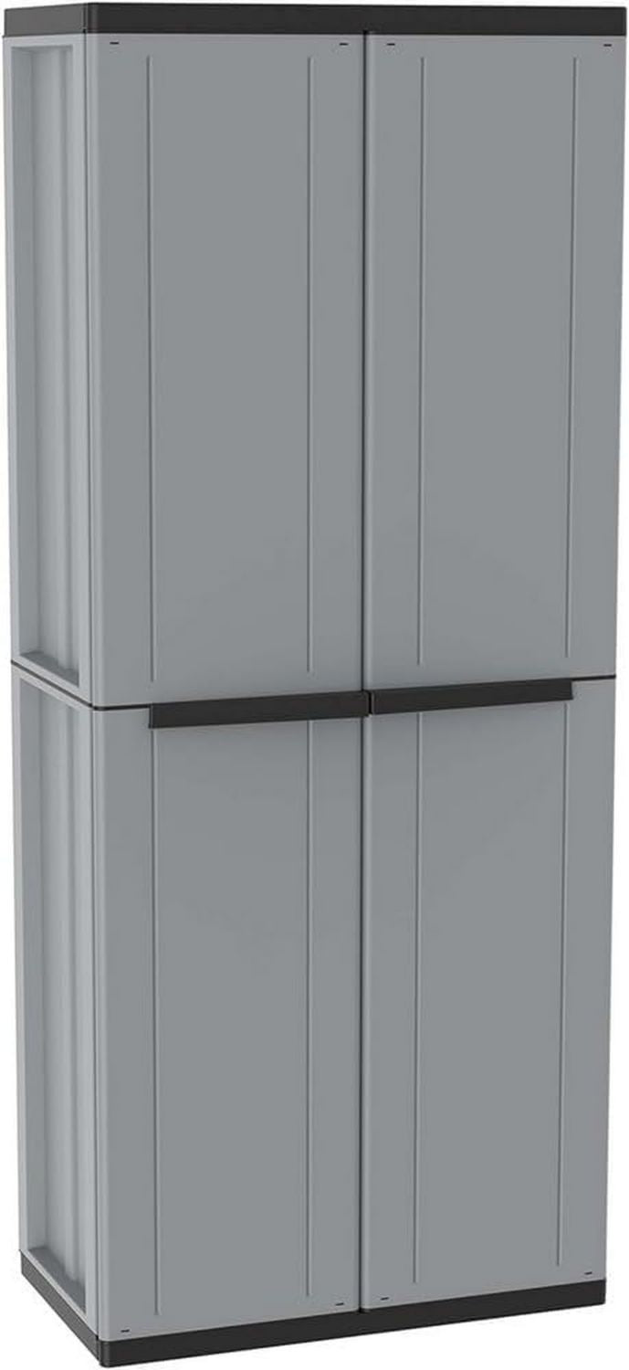 Armadio Jline 368 Portascope in Resina a 2 Ante Scaffalino a 4 Ripiani da Interno Esterno. Materiale Plastica 5 cm Dimensioni 68 x 37 5 x 163