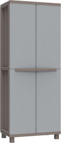 Armadio Jrattan 368 Portascope da Esterno Interno a 2 Ante Effetto Rattan Scaffalino Interno a 4 Ripiani. Materiale Plastica cm Dimensioni 68 x 37 5 x 170